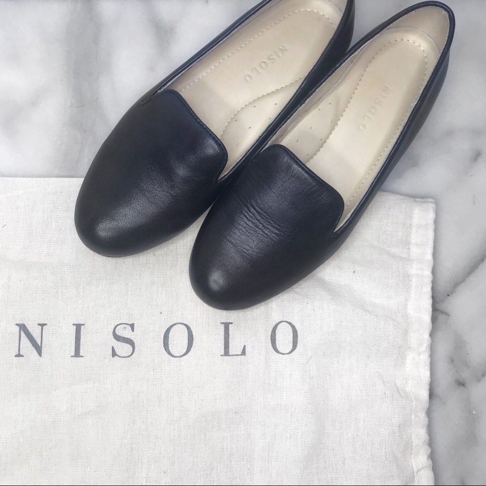 Nisolo Black Leather Smoking Shoe Size 6